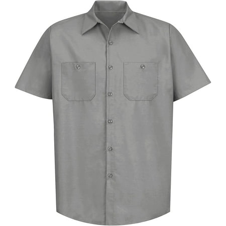 Regular Fit Short Sleeve Large/Tall Red Kap Mens Size Industrial Work Shirt White 